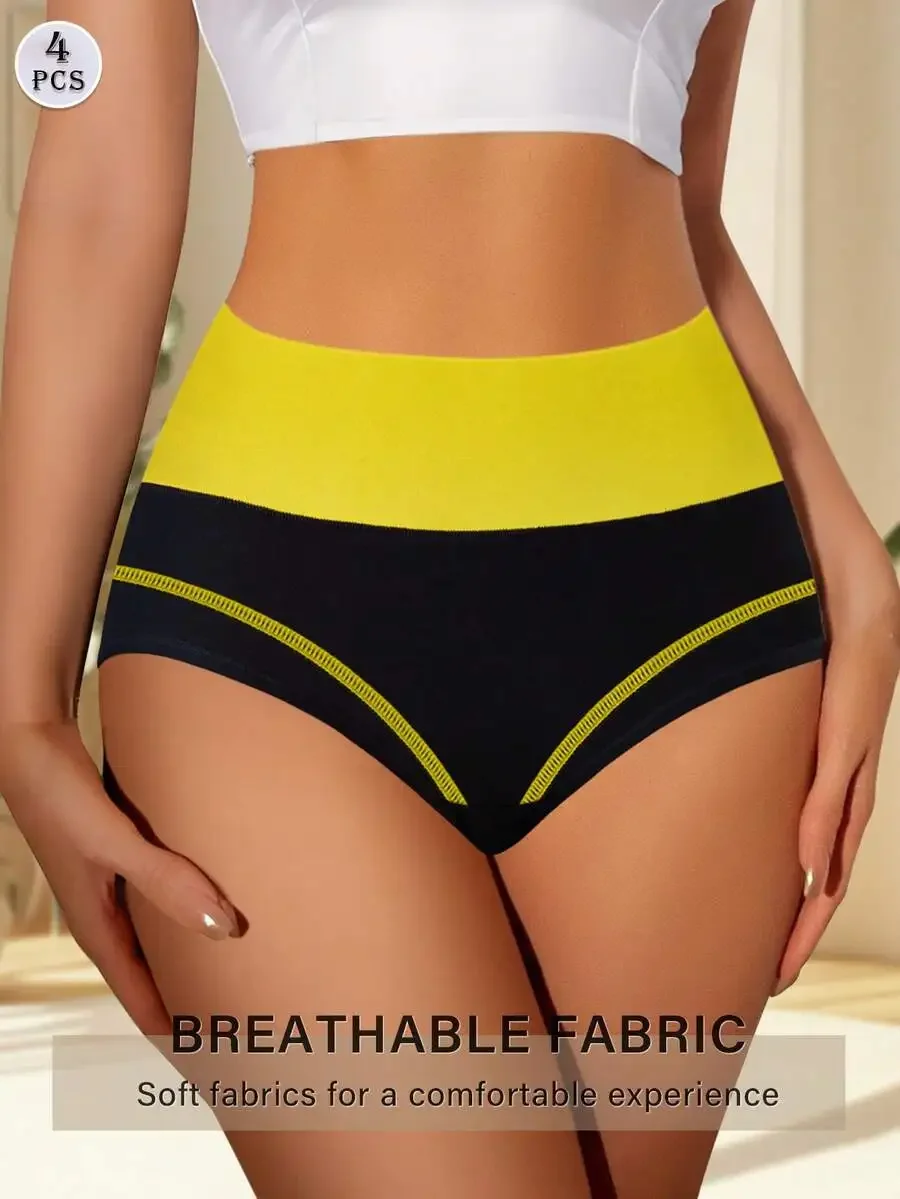 4 Pcs Women High Waist Cotton Briefs Contrast Color Comfortable Daily Underwear
4 Pcs Women High Waist Cotton Briefs Contrast Color Comfortable Daily Underwear