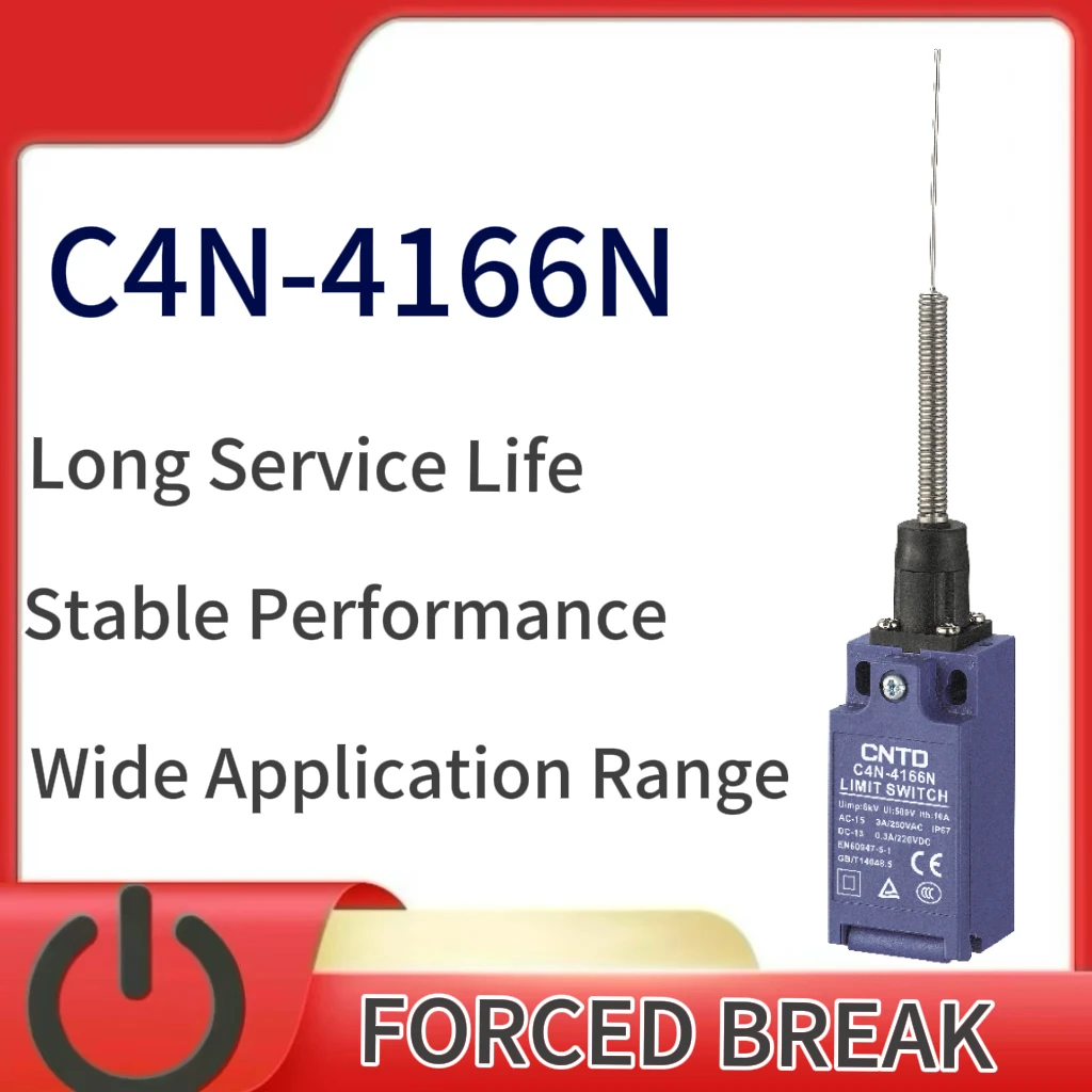 CNTD C4N-4166N Limit Switch IP67 Waterproof Plastic Rod Type 3N Low Actuation Force 1NC 1NO Slow Action Forced Disconnect
CNTD C4N-4166N Limit Switch IP67 Waterproof Plastic Rod Type 3N Low Actuation Force 1NC 1NO Slow Action Forced Disconnect