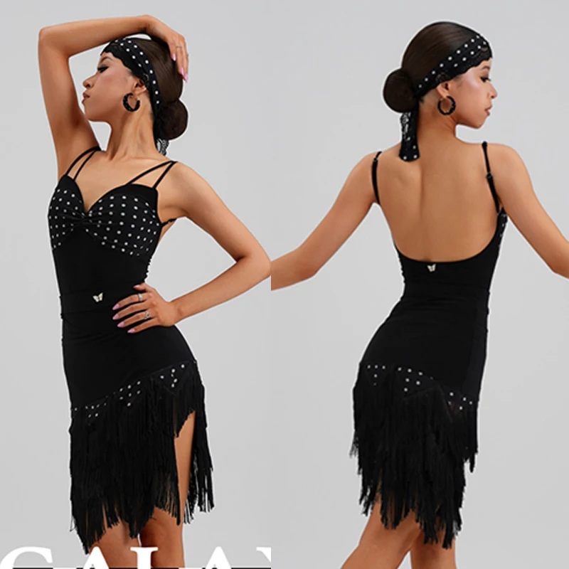 Cha Cha Dance Clothes For Women Adult Black Bodysuit Tassel Skirt Rumba Tango Dance Performance Costume Practice Dress DNV27230
Cha Cha Dance Clothes For Women Adult Black Bodysuit Tassel Skirt Rumba Tango Dance Performance Costume Practice Dress DNV27230