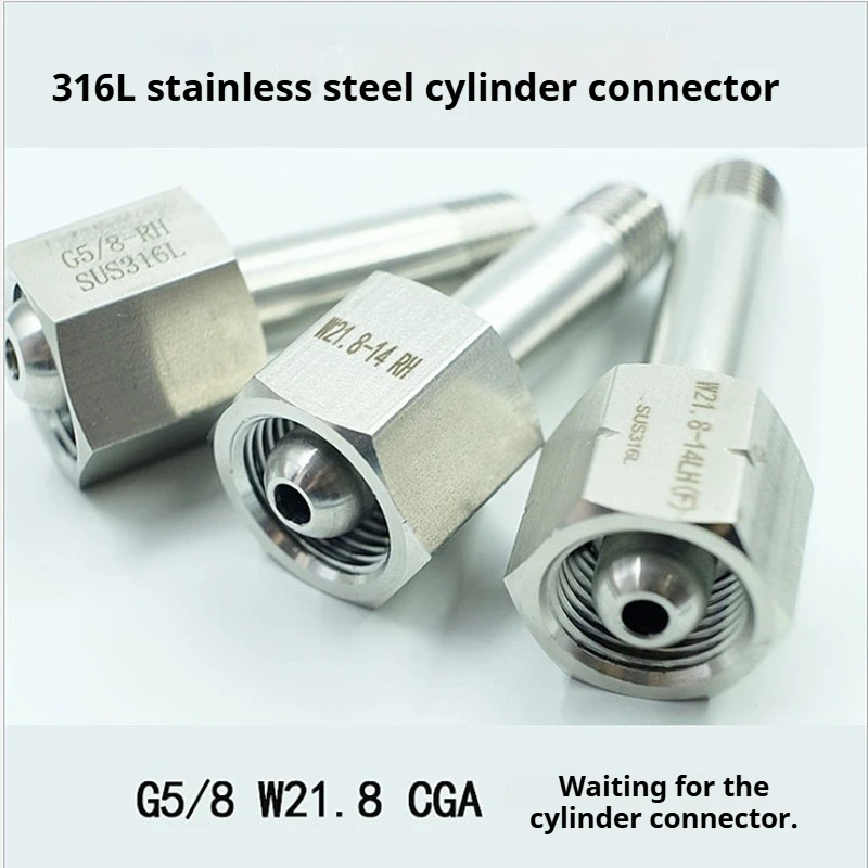 316L Stainless Steel Cylinder Adapter, Nitrogen Air Hydrogen Gas Tank Fitting, W21.8 G5/8 to NPT1/4 Reducer Connector
316L Stainless Steel Cylinder Adapter, Nitrogen Air Hydrogen Gas Tank Fitting, W21.8 G5/8 to NPT1/4 Reducer Connector