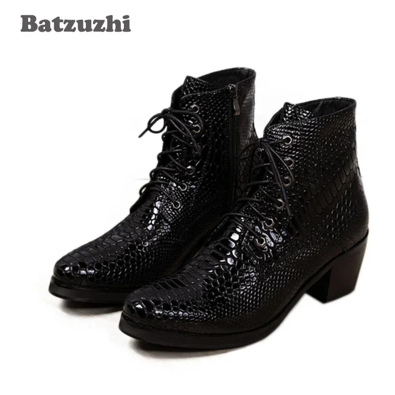Batzuzhi 6.8CM High Heels Men Boots Round Toe Lace-up Leather Male Ankle Boots Fashion Japanese Style Boots Men Party/Wedding
Batzuzhi 6.8CM High Heels Men Boots Round Toe Lace-up Leather Male Ankle Boots Fashion Japanese Style Boots Men Party/Wedding