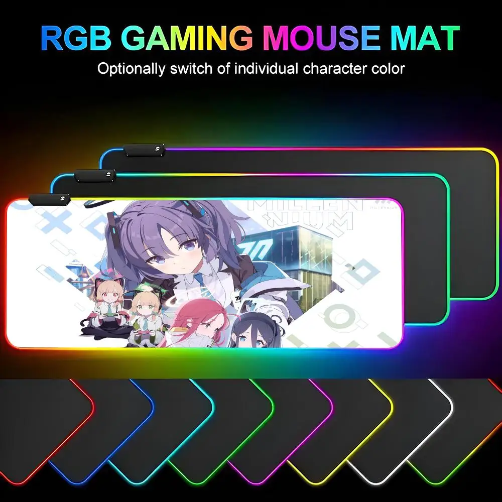 Blue Archive Mouse Pad Gamer RGB Deskmat Keyboard Mat Gaming Laptops LED Mousepad Desk Protector Anime Mause Mats