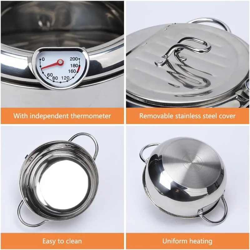 304 Stainless Steel Deep Fryer Pot with Lid Temperature Control and Oil Drip Drainer Rack Janpanese Style Tempura Frying Pot
304 Stainless Steel Deep Fryer Pot with Lid Temperature Control and Oil Drip Drainer Rack Janpanese Style Tempura Frying Pot