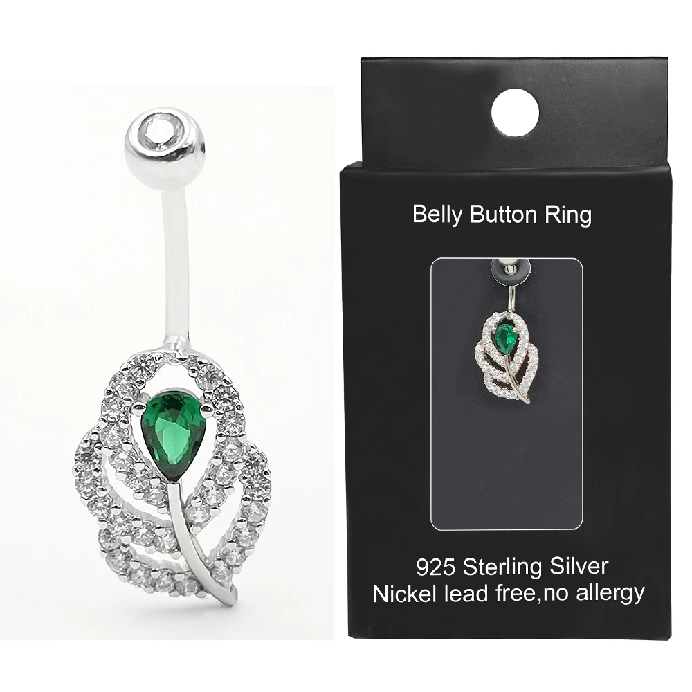 925 Sterling silver Belly Button Rings 14G CZ Navel Belly Rings Feather Shape Piercing Barbell Body Jewelry for Women Girls
925 Sterling silver Belly Button Rings 14G CZ Navel Belly Rings Feather Shape Piercing Barbell Body Jewelry for Women Girls