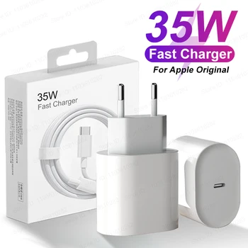 애플용 오리지널 고속 충전기, 아이폰 14, 13, 12, 11 프로 맥스, USB-C, 고속 충전, X, XS, XR, 7, 8 플러스, 케이블 전화 액세서리, 35W