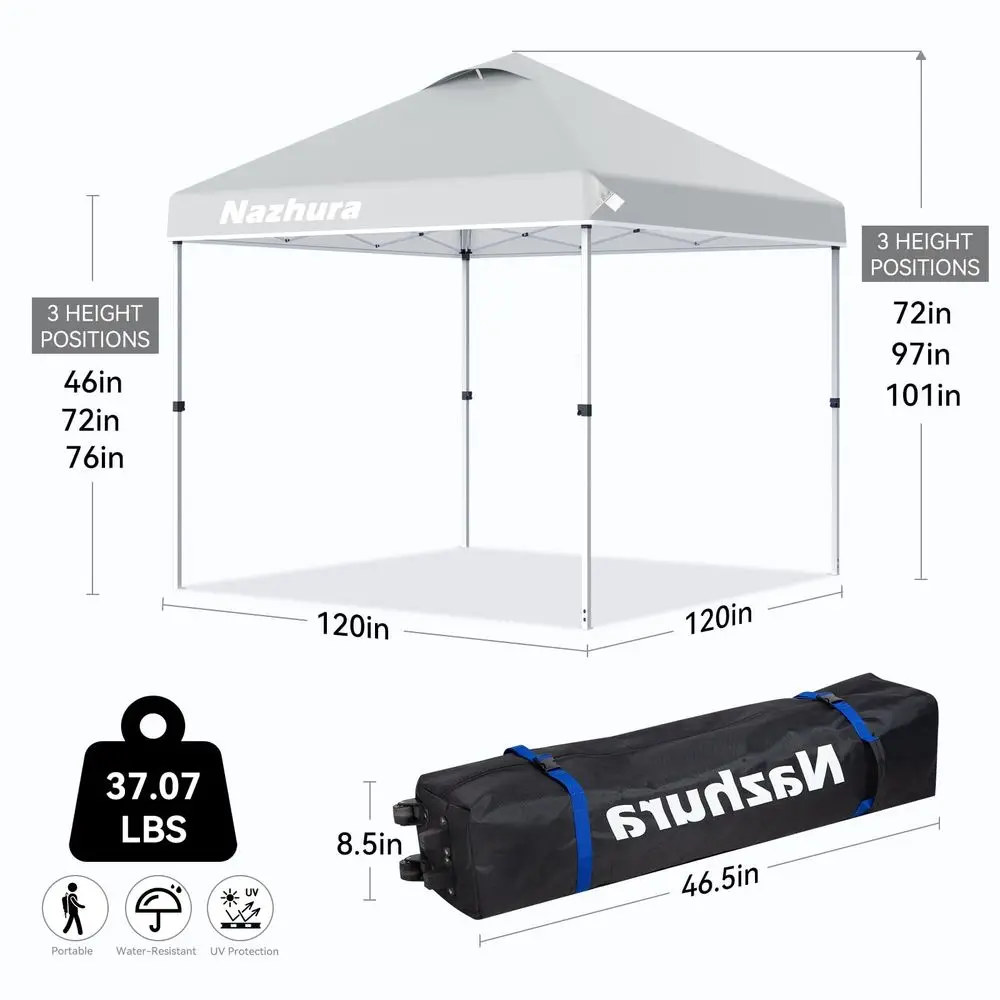10 x 10 Pop Up Canopy Tent with Sand Weight Bag, Freestanding Sun Shelter for Picnic and Camping, One Person Setup and Height A
10 x 10 Pop Up Canopy Tent with Sand Weight Bag, Freestanding Sun Shelter for Picnic and Camping, One Person Setup and Height A