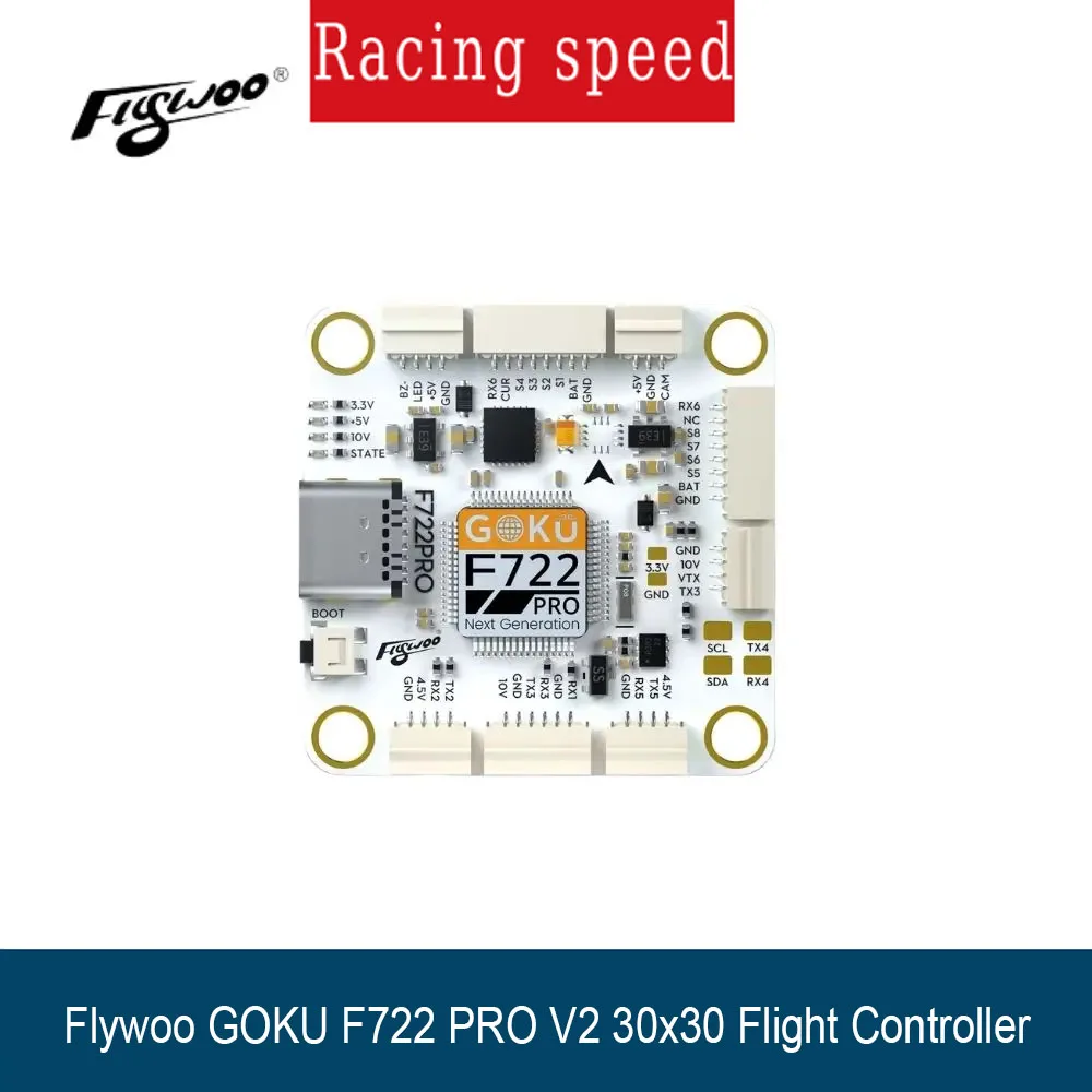 Flywoo GOKU F722 PRO V2 30x30 Flight Controller Plug-and-Play with 16MB Black Box and Modular Installation for fpv drone diy
Flywoo GOKU F722 PRO V2 30x30 Flight Controller Plug-and-Play with 16MB Black Box and Modular Installation for fpv drone diy