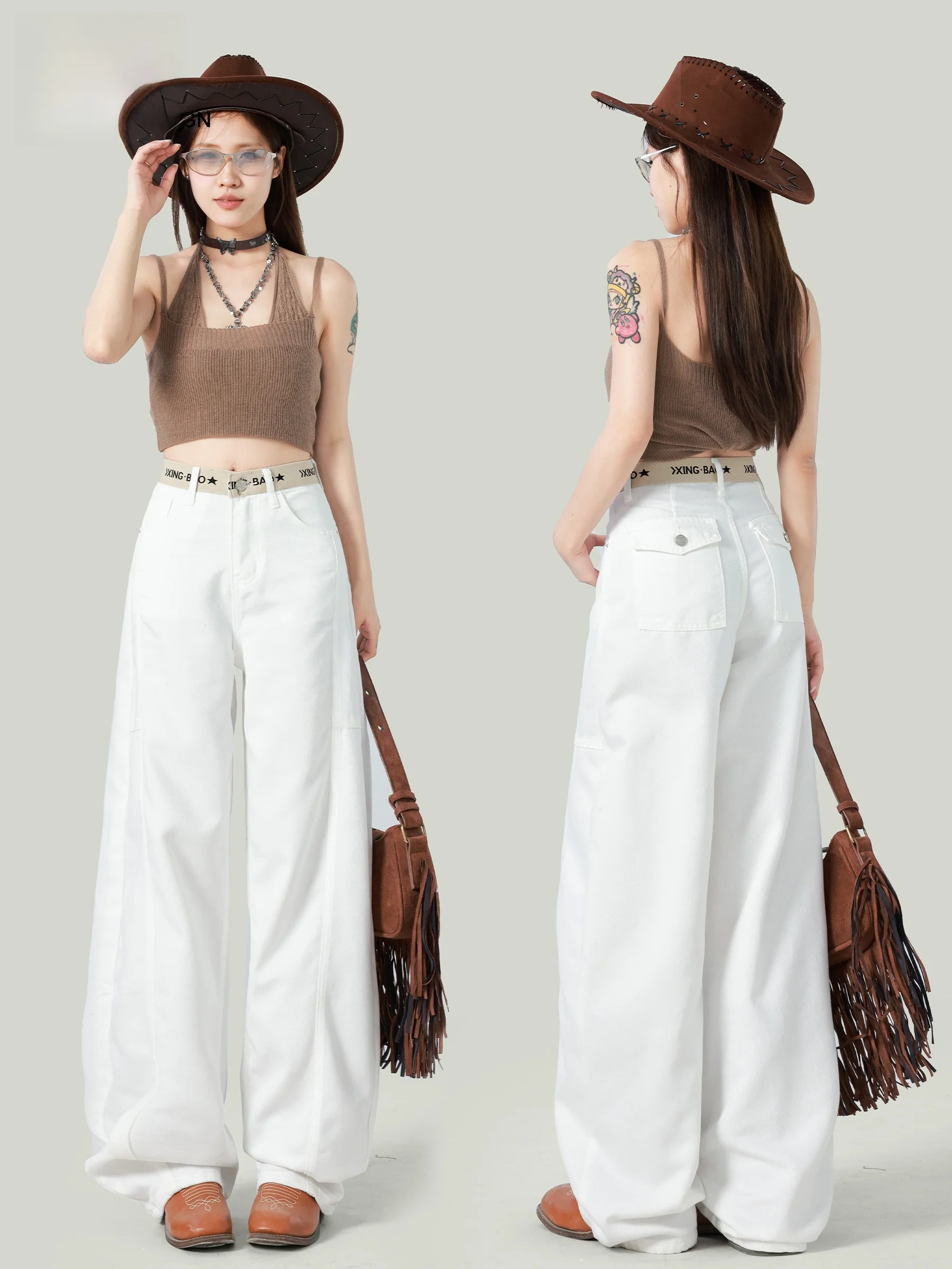High Waist Wide Leg Denim Jeans Women Loose Fitting Pear Shape Body Slimming Light Beige Casual Style Button Craft Cotton Blend
High Waist Wide Leg Denim Jeans Women Loose Fitting Pear Shape Body Slimming Light Beige Casual Style Button Craft Cotton Blend