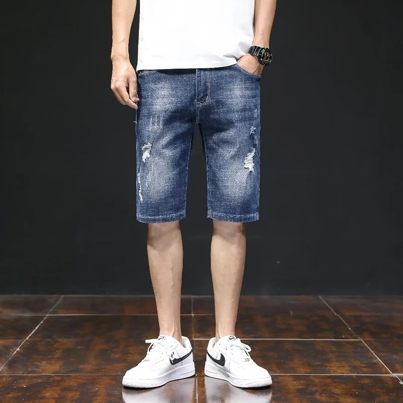 Men Summer Hot Sale Loose Straight Jeans Male Stretch High Waist Ripped Shorts Casual Versatile Blue Knee Length Denim Shorts
Men Summer Hot Sale Loose Straight Jeans Male Stretch High Waist Ripped Shorts Casual Versatile Blue Knee Length Denim Shorts