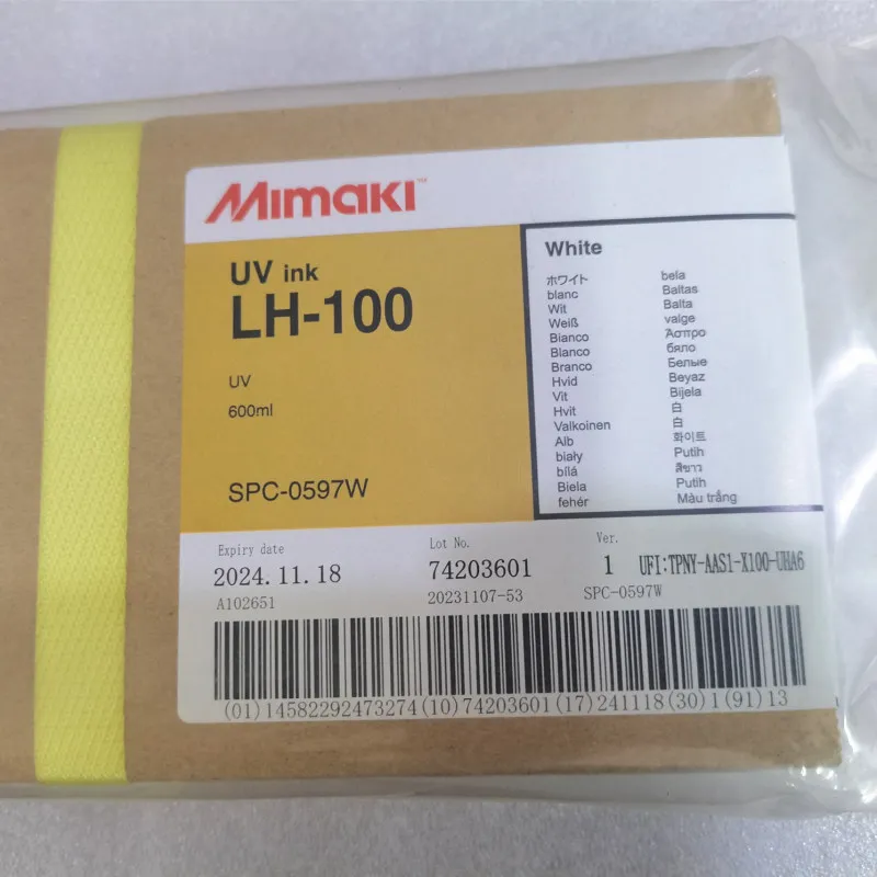 New Date Original Mimaki LH-100 W Ink 600mL Solvent Ink With Chip for Mimaki UJF/UJV/JFX Inkjet Printer Hot Sale
New Date Original Mimaki LH-100 W Ink 600mL Solvent Ink With Chip for Mimaki UJF/UJV/JFX Inkjet Printer Hot Sale
