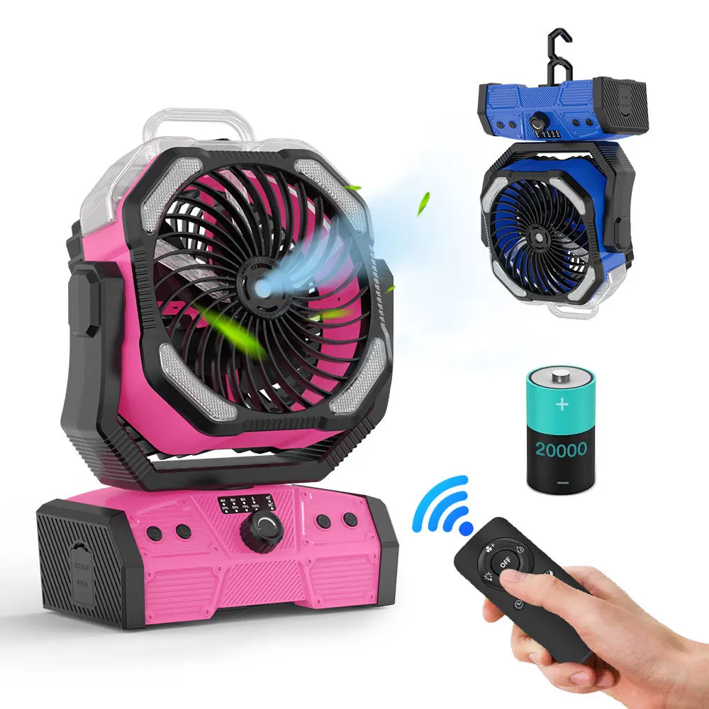 New Outdoor Camping Fan with Light Remote Control Spray Hook 20,000 MAh Large Battery Charging Fan
New Outdoor Camping Fan with Light Remote Control Spray Hook 20,000 MAh Large Battery Charging Fan