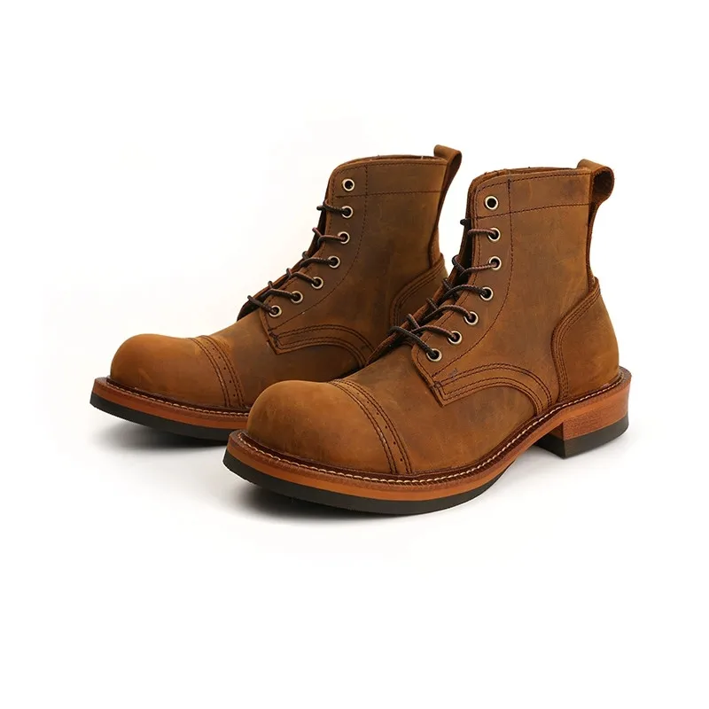 Vintage High Quality Men Boots Cowhide Genuine Leather Round Toe Ankle Boots Winter Tooling Men Motorcycle Boots Coffee Green
Vintage High Quality Men Boots Cowhide Genuine Leather Round Toe Ankle Boots Winter Tooling Men Motorcycle Boots Coffee Green