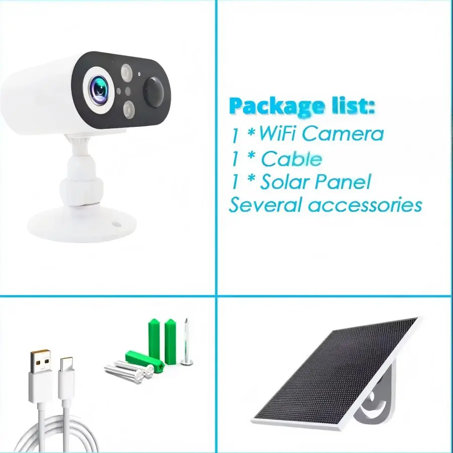 3MP Wireless Solar-Powered Outdoor Security Camera with PIR Human Detection Long-Standby Low-Powered WiFi Camera for Surveillanc
3MP Wireless Solar-Powered Outdoor Security Camera with PIR Human Detection Long-Standby Low-Powered WiFi Camera for Surveillanc