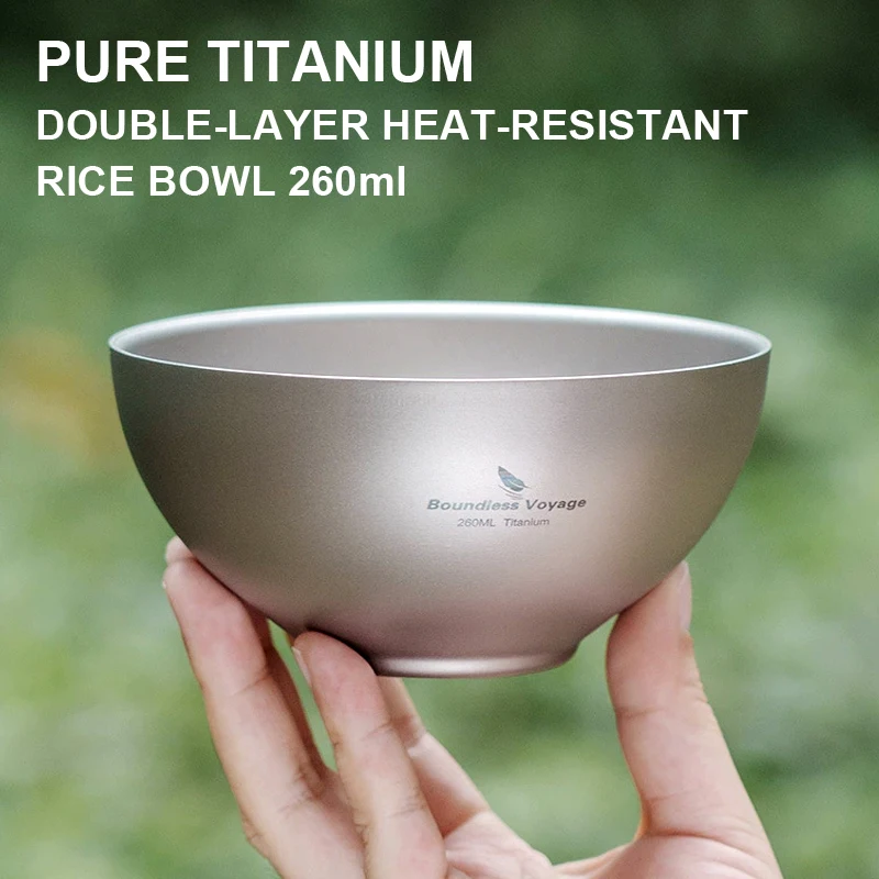 Pure Titanium Double-Layer Heat-Resistant Rice Bowl 260ml, Ultra Lightweight And Healthy Outdoor Camping Travel Tableware,A1394
Pure Titanium Double-Layer Heat-Resistant Rice Bowl 260ml, Ultra Lightweight And Healthy Outdoor Camping Travel Tableware,A1394