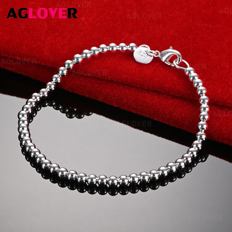 AGLOVER 925 Sterling Silver 4mm Smooth Round Hollow Ball Bracelet Women Charm Fashion Party Gift Jewelry
AGLOVER 925 Sterling Silver 4mm Smooth Round Hollow Ball Bracelet Women Charm Fashion Party Gift Jewelry