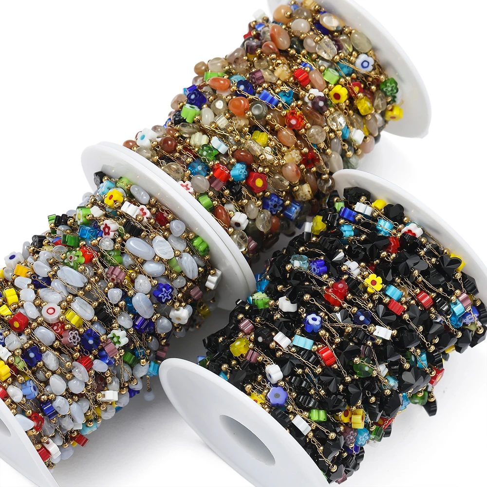 1Meter/Lot Mixed Stainless Steel Flower Shell Natural Stone Chains for Handmade DIY Necklace Bracelets Jewelry Making Accessorie
1Meter/Lot Mixed Stainless Steel Flower Shell Natural Stone Chains for Handmade DIY Necklace Bracelets Jewelry Making Accessorie