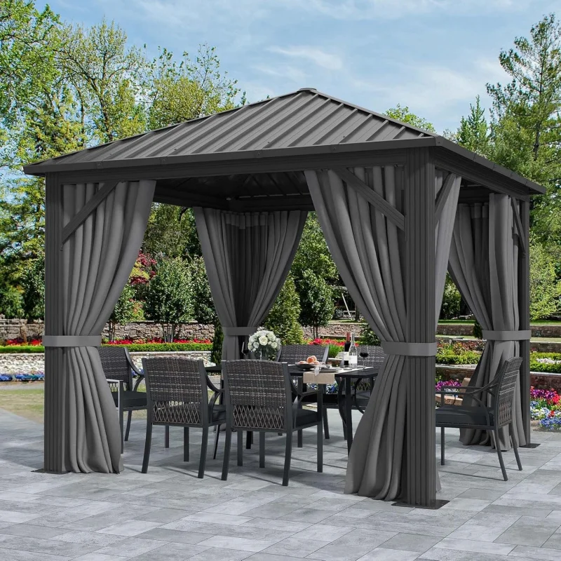 10x10Ft Hardtop Gazebo, Galvanized Iron, Single Top, Gray Outdoor Canopy/ Curtains & Netting Backyard, Deck
10x10Ft Hardtop Gazebo, Galvanized Iron, Single Top, Gray Outdoor Canopy/ Curtains & Netting Backyard, Deck