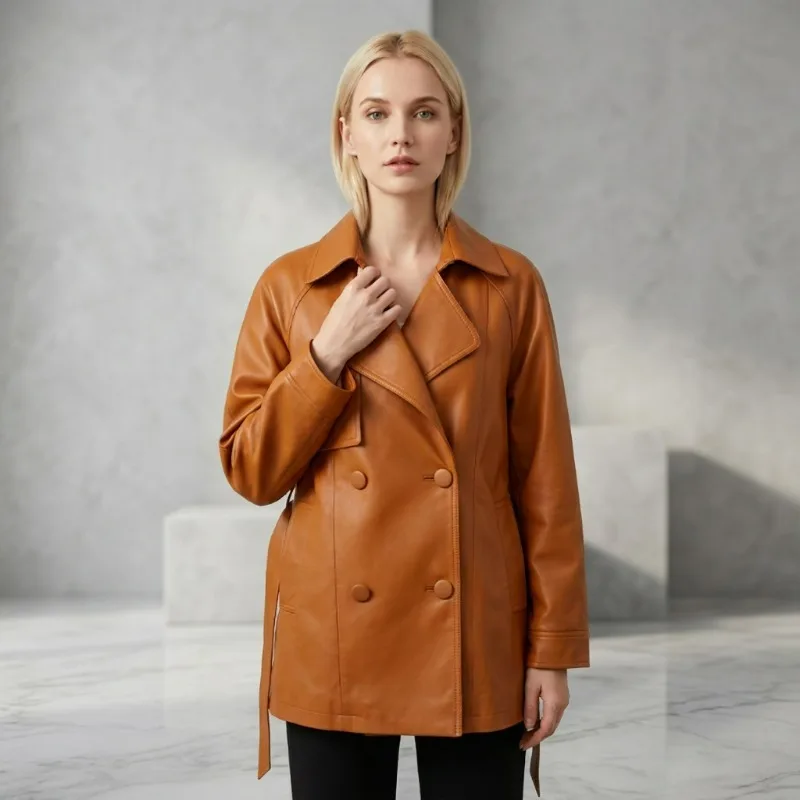 New Autumn Fashion Stylish and Elegant Leather Windbreaker Jacket Cinches Waist and Accentuates The Figure Casual Leather Jacket
New Autumn Fashion Stylish and Elegant Leather Windbreaker Jacket Cinches Waist and Accentuates The Figure Casual Leather Jacket