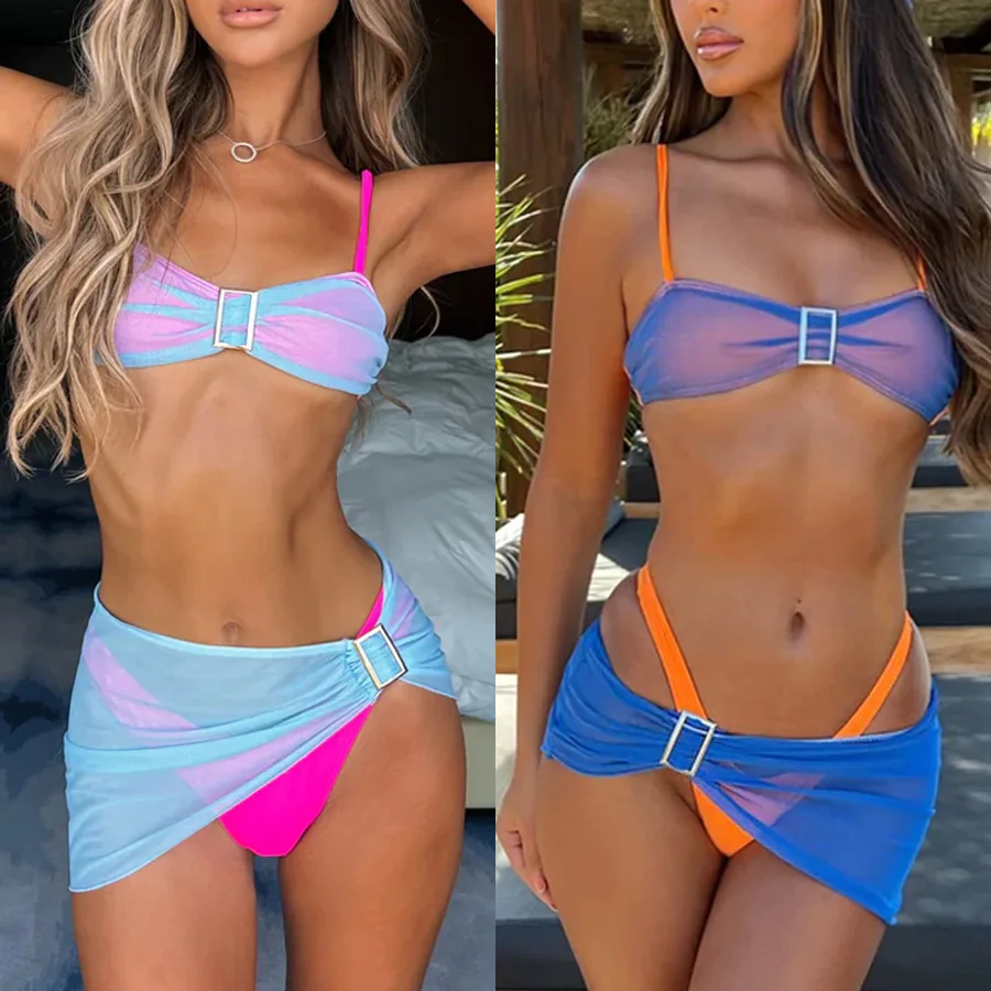 Women's Sexy Contrasting Mesh Three-Piece Bikini Swimsuit Summer Beach New Arrival High Quality Hot Sale Bathing Suit Swimwear
Women's Sexy Contrasting Mesh Three-Piece Bikini Swimsuit Summer Beach New Arrival High Quality Hot Sale Bathing Suit Swimwear