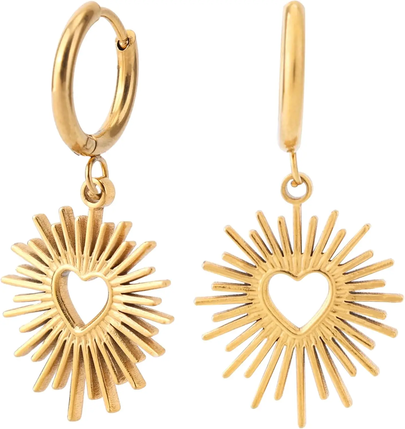 Stylish Heart Drop Hoop Earrings, Elegant Sunburst Dainty Jewelry for Women, Unique Gift Idea
Stylish Heart Drop Hoop Earrings, Elegant Sunburst Dainty Jewelry for Women, Unique Gift Idea