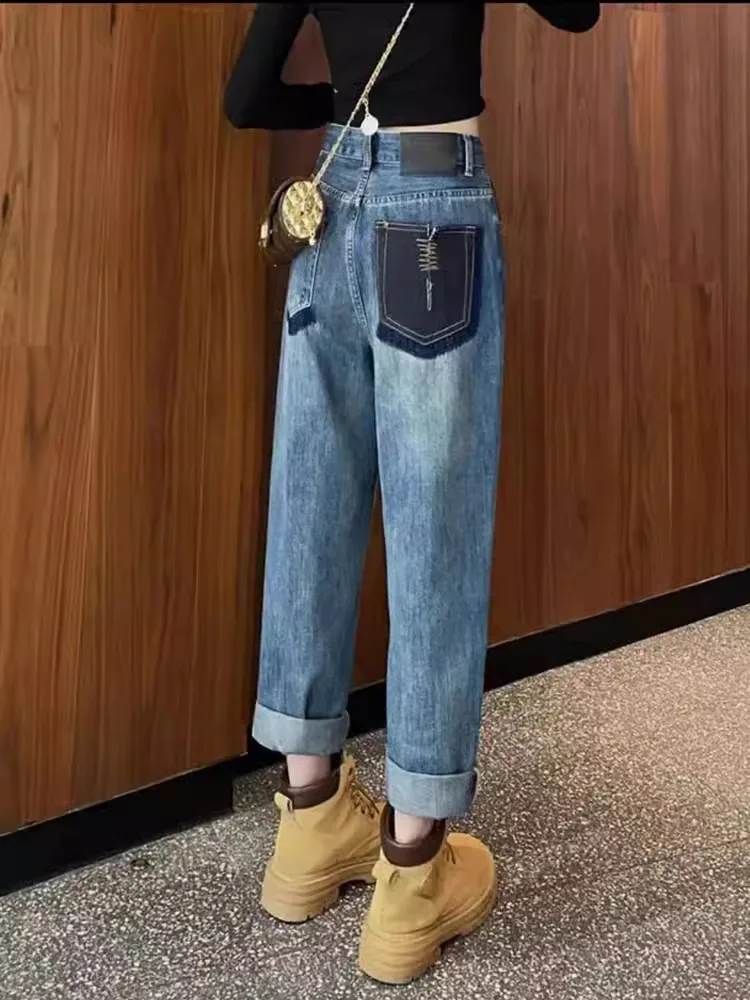 High Waist Wide Leg Harem Denim Jeans Women's Loose Straight Dad Pants Spring Autumn New Design Versatile Cotton Blend
High Waist Wide Leg Harem Denim Jeans Women's Loose Straight Dad Pants Spring Autumn New Design Versatile Cotton Blend