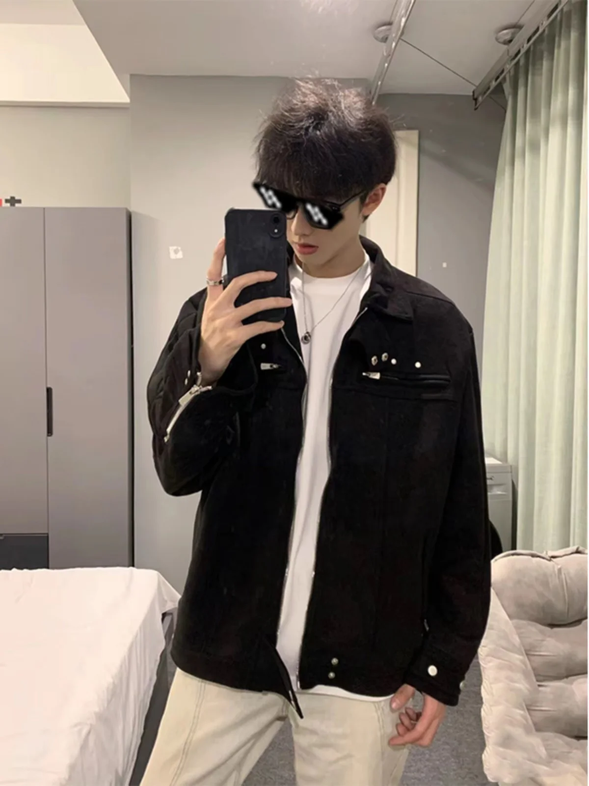Suede Leather Jacket Zipper Deconstructed Design Cool Handsome Style Short Men's Coat Spring Autumn Season Fashionable Outerwear
Suede Leather Jacket Zipper Deconstructed Design Cool Handsome Style Short Men's Coat Spring Autumn Season Fashionable Outerwear