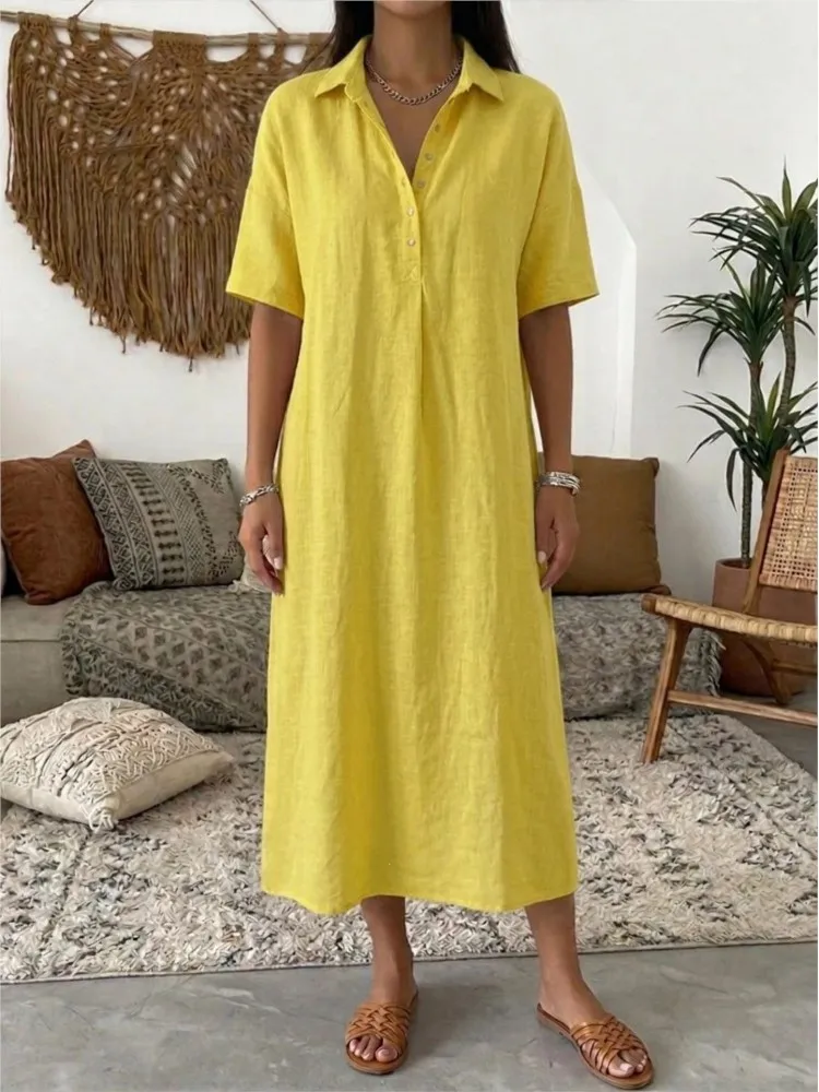 Women's Button Loose Shirt Dresses Summer New Soild Color Casual Lapel Shor Sleeve Midi Dress Beach Vacation Party A-line Dress
Women's Button Loose Shirt Dresses Summer New Soild Color Casual Lapel Shor Sleeve Midi Dress Beach Vacation Party A-line Dress