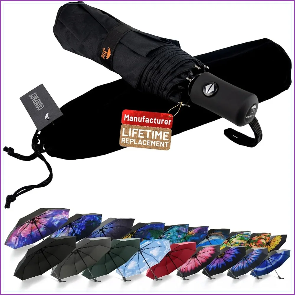 Compact Travel Umbrella - Windproof Automatic, Lightest 8-Rib, Small Strong Portable, Durable Grip, Fits Backpack & Car, Factory Direct
Compact Travel Umbrella - Windproof Automatic, Lightest 8-Rib, Small Strong Portable, Durable Grip, Fits Backpack & Car, Factory Direct