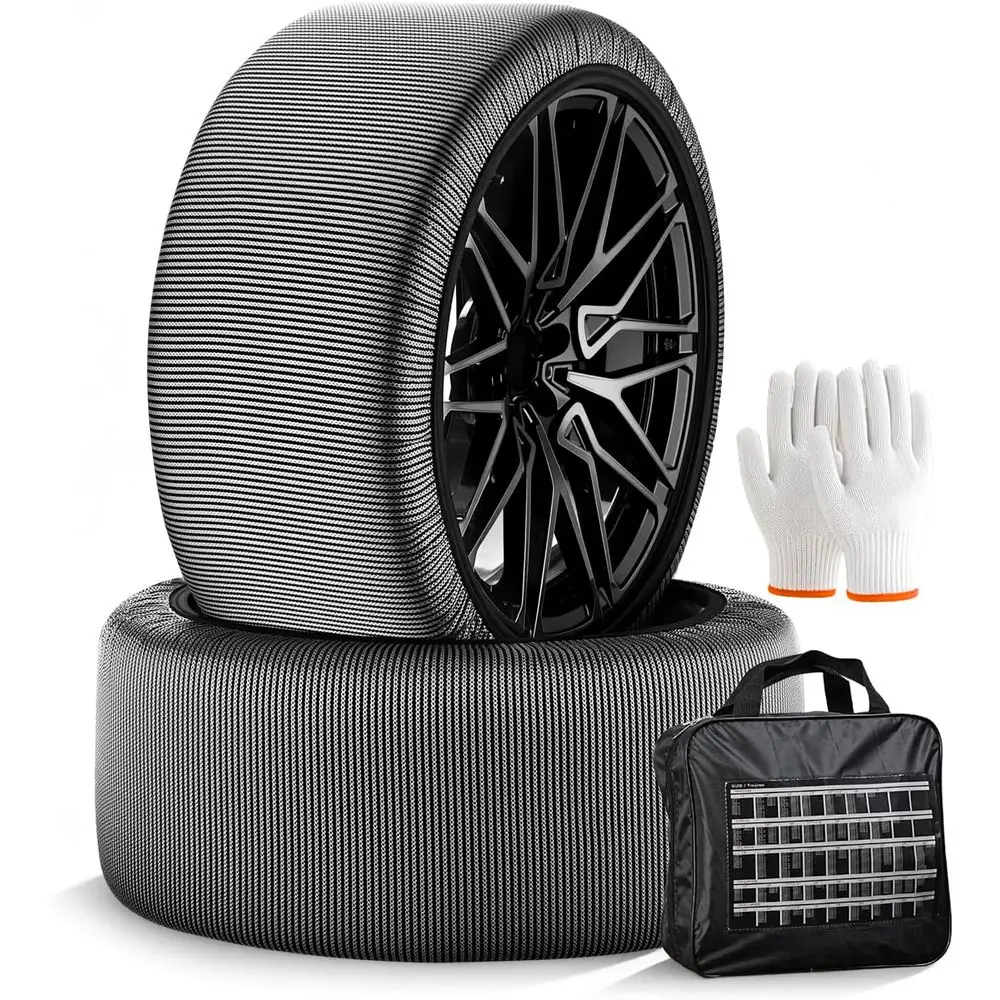 Snow Socks for Tires - Auto Accessories Ultimate Grip Alternative for Snow Chain - 2 Packs Portable Winter Emergency Grip Device
Snow Socks for Tires - Auto Accessories Ultimate Grip Alternative for Snow Chain - 2 Packs Portable Winter Emergency Grip Device