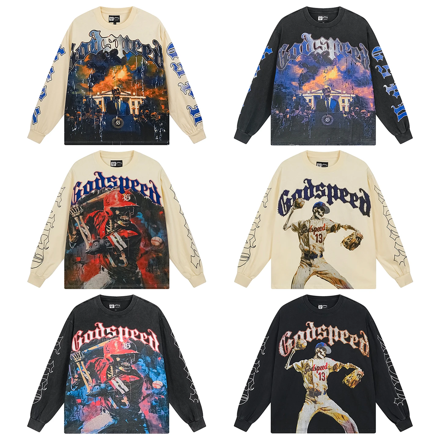 High Quality Vintage Streetwear Skull Letter Print Washed Loose Long Sleeve T-Shirt Unisex Casual Wear Resistant Teenage Size
High Quality Vintage Streetwear Skull Letter Print Washed Loose Long Sleeve T-Shirt Unisex Casual Wear Resistant Teenage Size