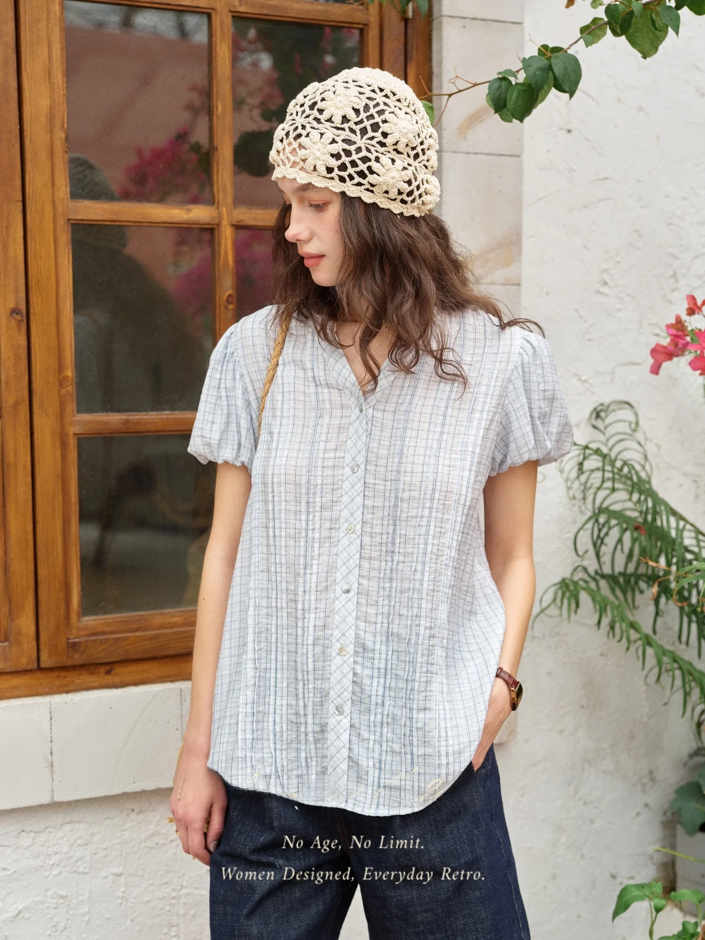 SimpleRetro Blue Plaid Overture Women's Shirt Bubble Sleeve Commute Top Fine Stripe Pattern French Style V-neck Short Sleeve
SimpleRetro Blue Plaid Overture Women's Shirt Bubble Sleeve Commute Top Fine Stripe Pattern French Style V-neck Short Sleeve