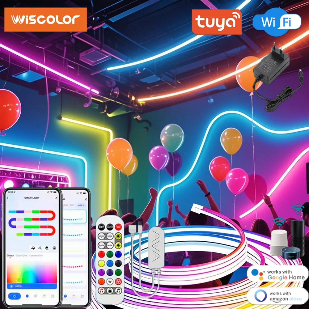 WISCOLOR TUYA WIFI светодиодные гибкие неоновые ленты, водонепроницаемые, силиконовые, музыкальная синхронизация, с голосовым управлением, с Aleax/Google Home, поддержка Smart Life, для домашнего декора DIY
WISCOLOR TUYA WIFI светодиодные гибкие неоновые ленты, водонепроницаемые, силиконовые, музыкальная синхронизация, с голосовым управлением, с Aleax/Google Home, поддержка Smart Life, для домашнего декора DIY