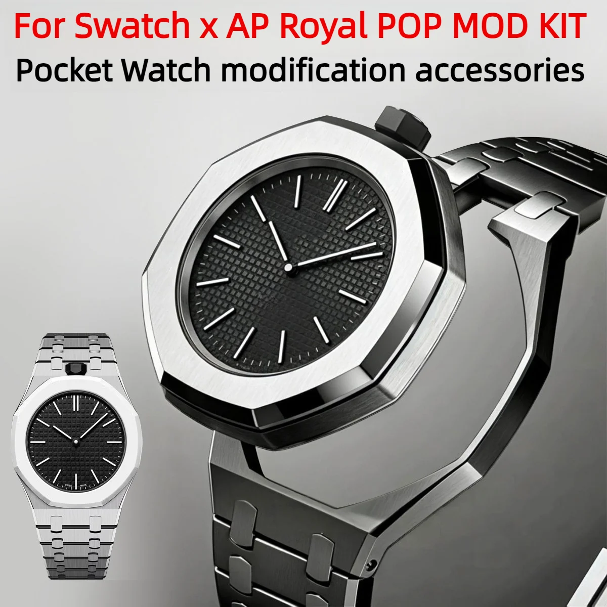 All-in-One Stainless steel Watch Case Strap For Swatch AP Royal Pop Pocket Watch modification Metal bezel Rubber watch band set
All-in-One Stainless steel Watch Case Strap For Swatch AP Royal Pop Pocket Watch modification Metal bezel Rubber watch band set