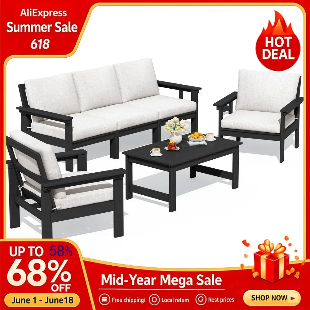 HDPE Patio Conversation Set, 6piece Sectional Outdoor Furniture Set, All Weather Couch Set Patio Furniture Set for Deck, Custom
HDPE Patio Conversation Set, 6piece Sectional Outdoor Furniture Set, All Weather Couch Set Patio Furniture Set for Deck, Custom