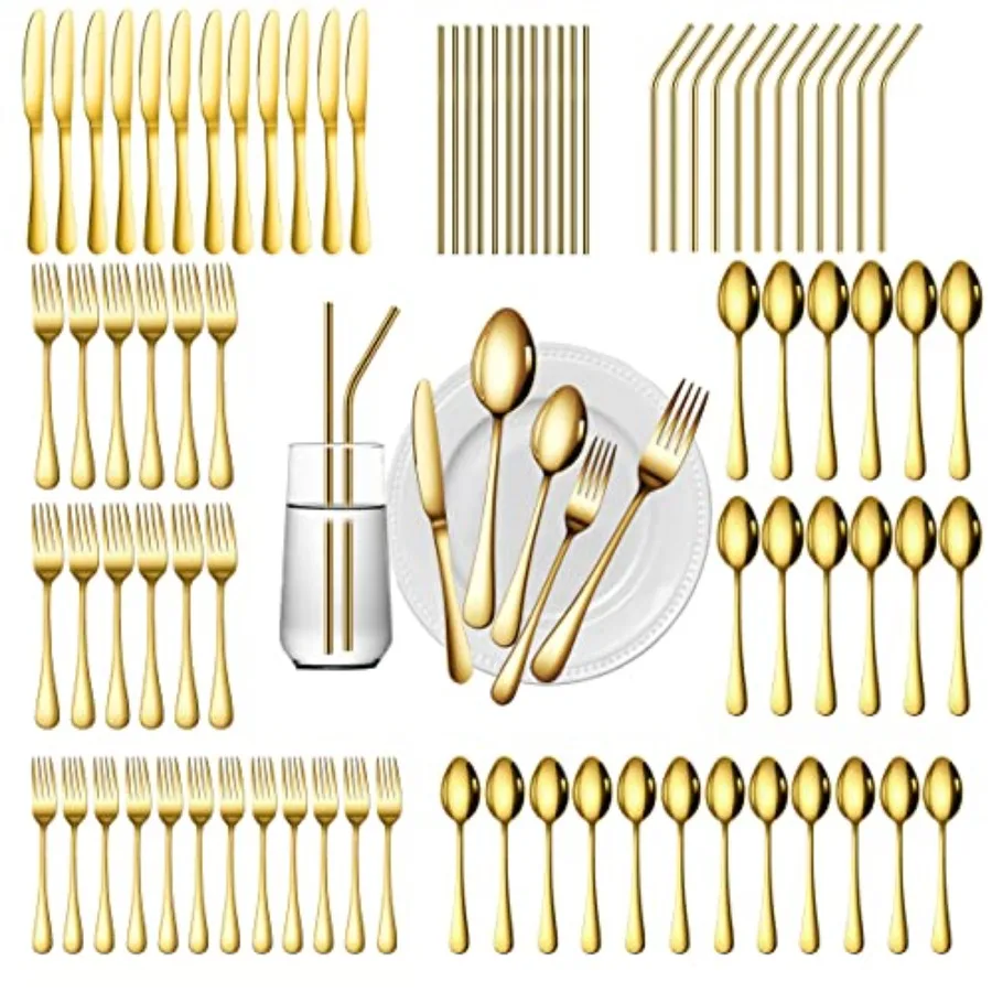 84 Pieces Gold Silverware Service for 12 Flatware Set Stainless Steel Utensils Cutlery Set Dishwasher Safe Flatware Gold 84
84 Pieces Gold Silverware Service for 12 Flatware Set Stainless Steel Utensils Cutlery Set Dishwasher Safe Flatware Gold 84