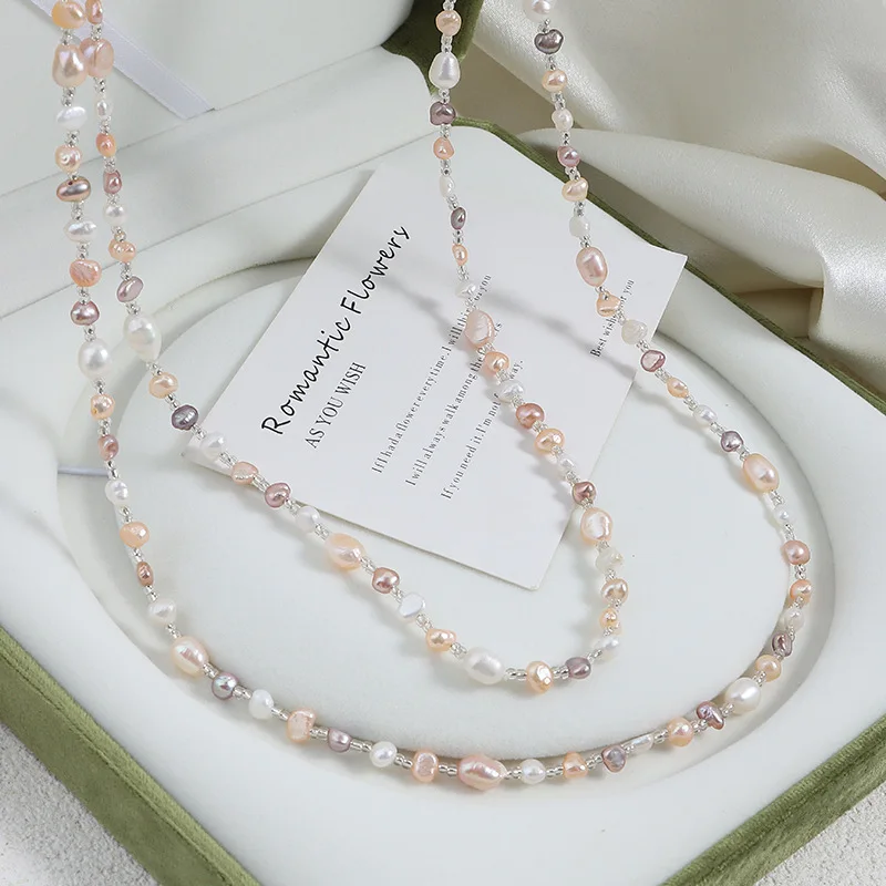 long sweater chain natural freshwater pearl necklace 160cm candy color mixed color non-fading handmade beads
long sweater chain natural freshwater pearl necklace 160cm candy color mixed color non-fading handmade beads