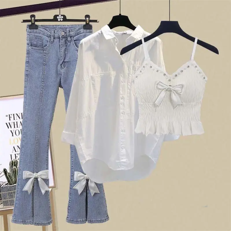 plus Size Summer Outfit Women's New Loose Denim Crop Top And High Waist Jeans Tee-Piece Set for Slimming Effect
plus Size Summer Outfit Women's New Loose Denim Crop Top And High Waist Jeans Tee-Piece Set for Slimming Effect