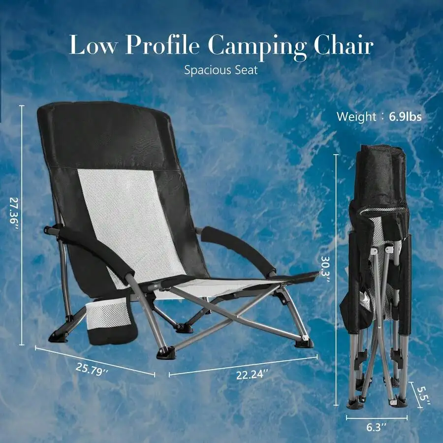 Low Profile Camping Chair With Cup Holder Mesh Back Padded Armrests Lightweight Folding
Low Profile Camping Chair With Cup Holder Mesh Back Padded Armrests Lightweight Folding
