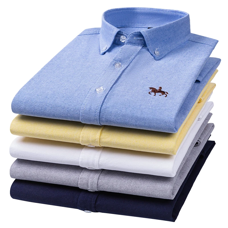 Quality 100% Cotton Oxford Shirt Men's Long Sleeve Embroidered Horse Casual Without Pocket Solid Yellow Dress Shirts Men 5XL 6XL
Quality 100% Cotton Oxford Shirt Men's Long Sleeve Embroidered Horse Casual Without Pocket Solid Yellow Dress Shirts Men 5XL 6XL