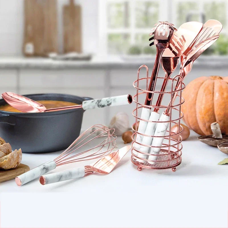 Rose Gold Kitchen Utensil Set With Holder Modern Cooking Utensils Non Stick Whisk Ladle Spatula Spoon Turner Steel Kitchenware
Rose Gold Kitchen Utensil Set With Holder Modern Cooking Utensils Non Stick Whisk Ladle Spatula Spoon Turner Steel Kitchenware