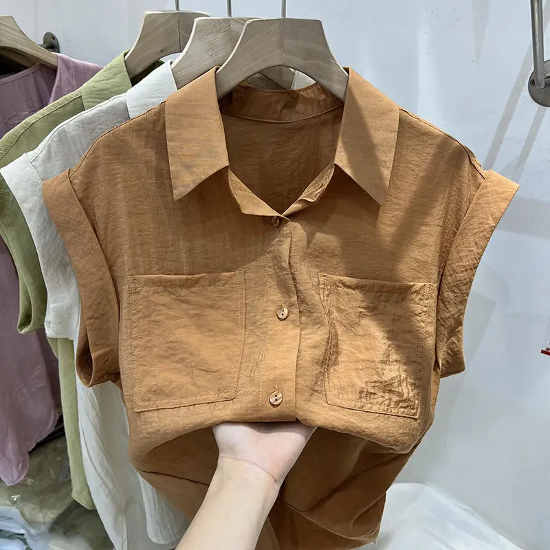 Office Lady Short Sleeve Loose Shirt Tops Women Clothing New Summer Polo Neck Pockets Patchwork Casual Blouse Fashion Harajuku
Office Lady Short Sleeve Loose Shirt Tops Women Clothing New Summer Polo Neck Pockets Patchwork Casual Blouse Fashion Harajuku