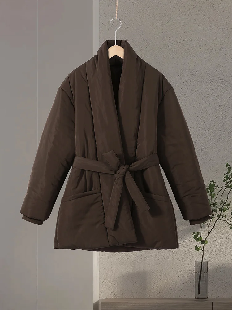 Женская однотонная хлопковая куртка на шнуровке, женская свободная теплая парка с v-образным вырезом и длинными рукавами, женская 2026, осенне-зимняя новая женская верхняя одежда
Женская однотонная хлопковая куртка на шнуровке, женская свободная теплая парка с v-образным вырезом и длинными рукавами, женская 2026, осенне-зимняя новая женская верхняя одежда