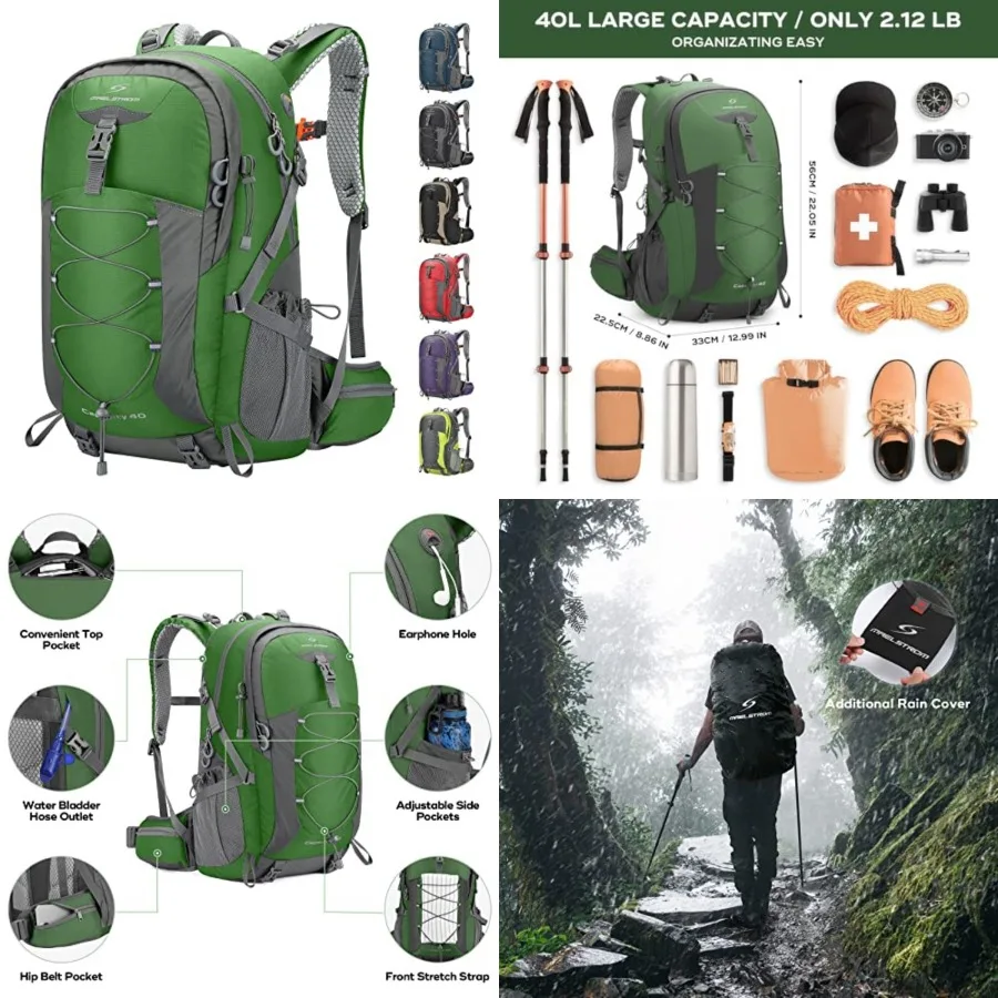 Hiking Backpack, Camping Backpack, Waterproof Hiking Daypack with Rain Cover, Lightweight Travel Backpack, Green
Hiking Backpack, Camping Backpack, Waterproof Hiking Daypack with Rain Cover, Lightweight Travel Backpack, Green