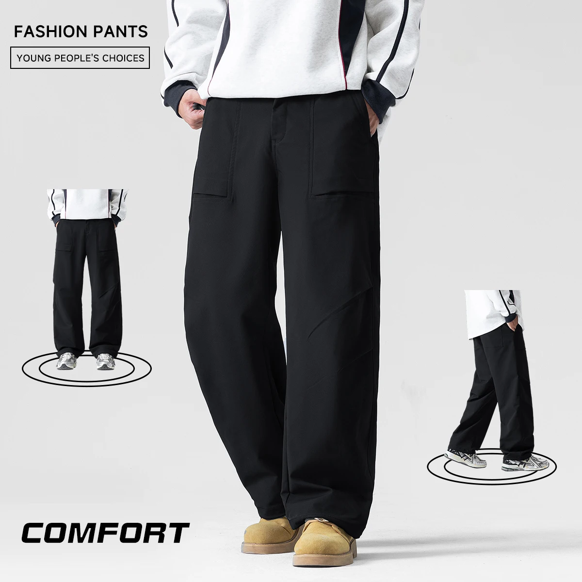 2025 Autumn Men's Streetwear Casual Pants Solid Color Mid-Rise Straight Loose Fit Breathable High-Street Outdoor Trousers 
2025 Autumn Men's Streetwear Casual Pants Solid Color Mid-Rise Straight Loose Fit Breathable High-Street Outdoor Trousers