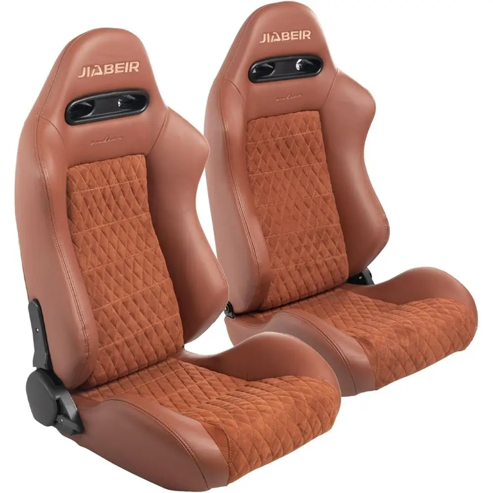 Pair of Adjustable Racing Bucket Seats with Suede Brown PVC Leather, 165° Recline, Dual Lock Sliders, Car Use
Pair of Adjustable Racing Bucket Seats with Suede Brown PVC Leather, 165° Recline, Dual Lock Sliders, Car Use