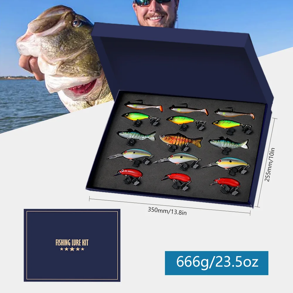 Fishing Tackle Gift Set 15Pcs Soft Lure Minnow Crankbait Chubby Lure Combo Luya Bait Kit With Gift Box For Outdoor Fishing
Fishing Tackle Gift Set 15Pcs Soft Lure Minnow Crankbait Chubby Lure Combo Luya Bait Kit With Gift Box For Outdoor Fishing