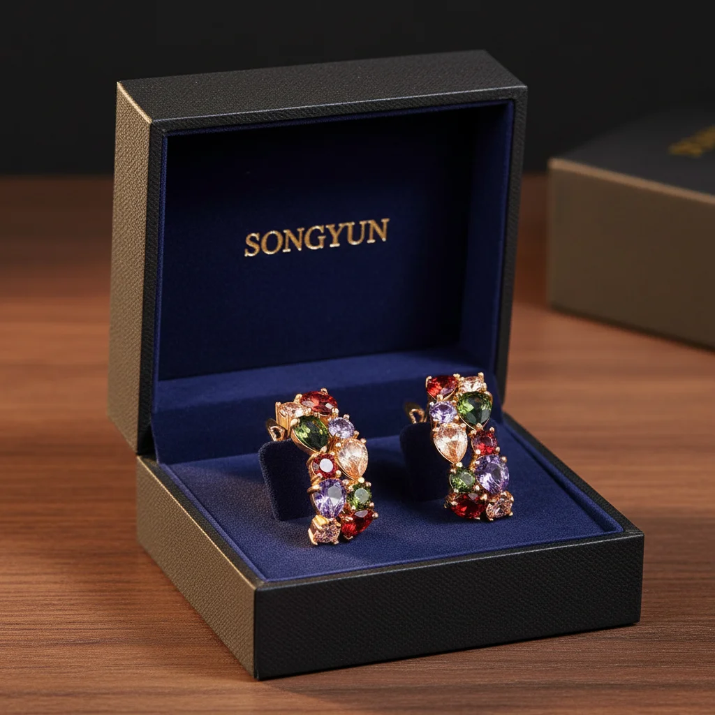 SongYun Jewelry Brass Copper Gemstones Stud Earrings For Women 18k Gold Plated Jewelry Earring Accessories
SongYun Jewelry Brass Copper Gemstones Stud Earrings For Women 18k Gold Plated Jewelry Earring Accessories
