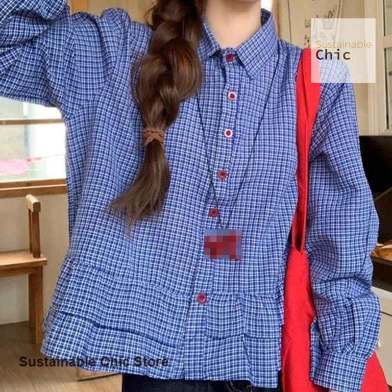 French style ruffled blue plaid shirt women's spring and autumn new fashion temperament design Joker long-sleeved shirt
French style ruffled blue plaid shirt women's spring and autumn new fashion temperament design Joker long-sleeved shirt
