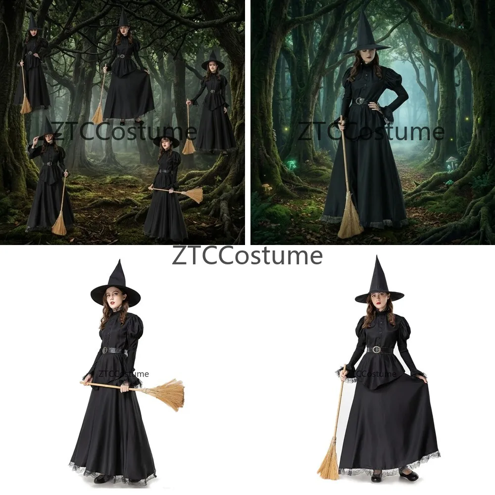 Halloween Womens Witch Costume 3 Piece Set Long Bell Sleeve Dress with Belt Hat Cosplay Accessories
Halloween Womens Witch Costume 3 Piece Set Long Bell Sleeve Dress with Belt Hat Cosplay Accessories