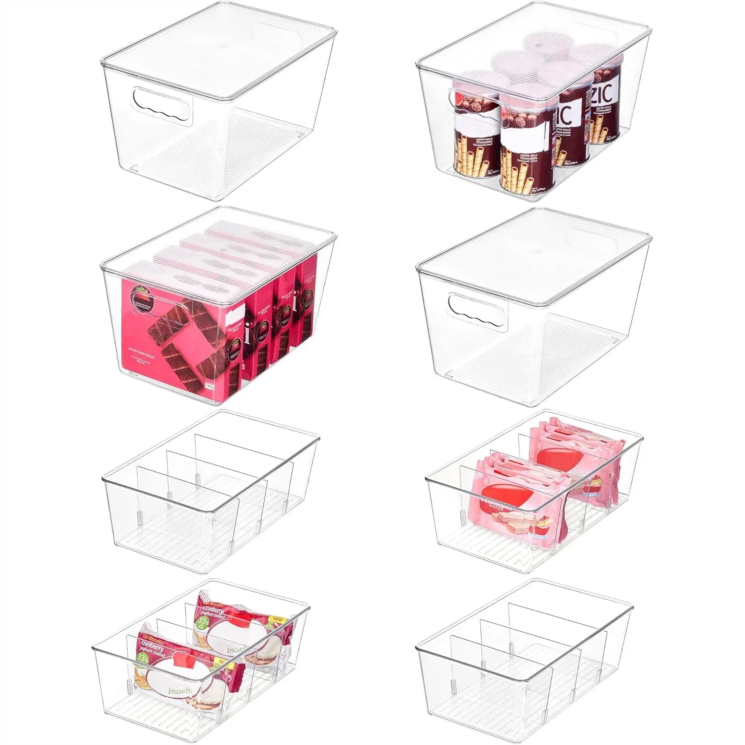 8 Pack Clear Plastic Storage Bins Set with Lids & Handles for Pantry, Kitchen, Cabinet Organization
8 Pack Clear Plastic Storage Bins Set with Lids & Handles for Pantry, Kitchen, Cabinet Organization